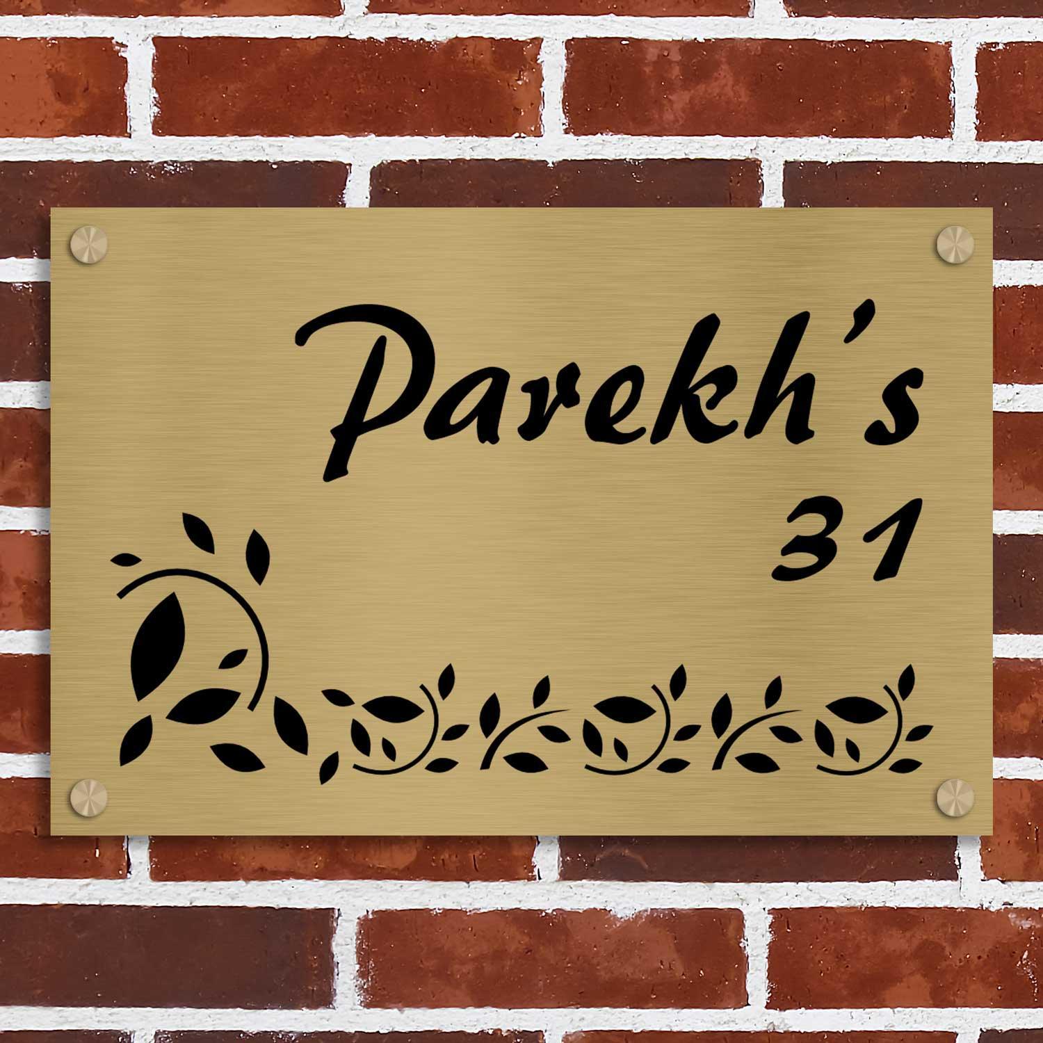 Leafy Paradise - Stainless Steel Name Plate - Housenama