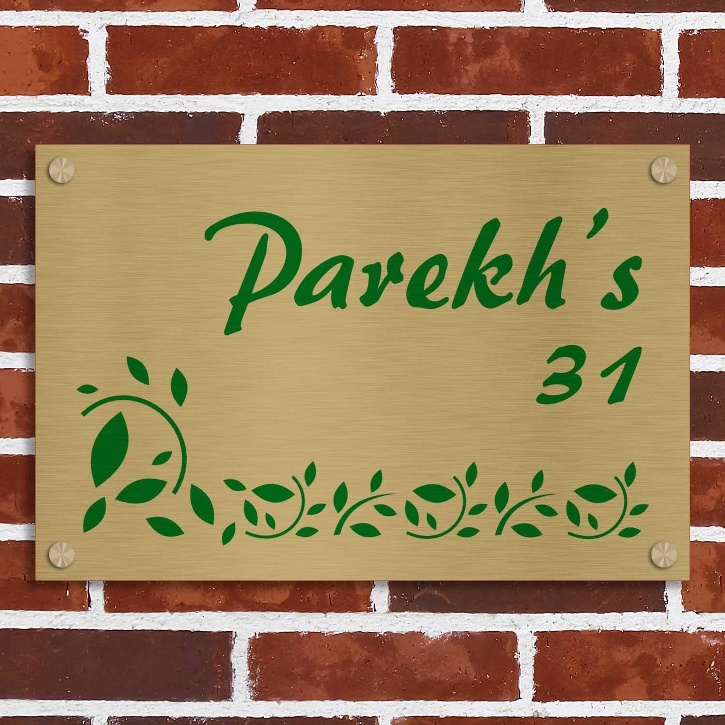 Leafy Paradise - Stainless Steel Name Plate - Housenama