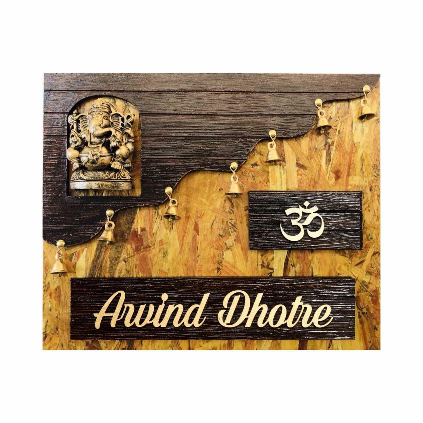 Mangal Murti - Decorative Wooden Name Plate - Housenama
