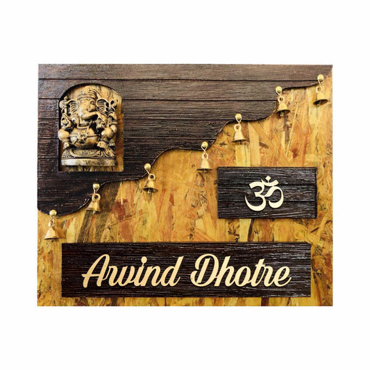 Mangal Murti - Decorative Wooden Name Plate - Housenama
