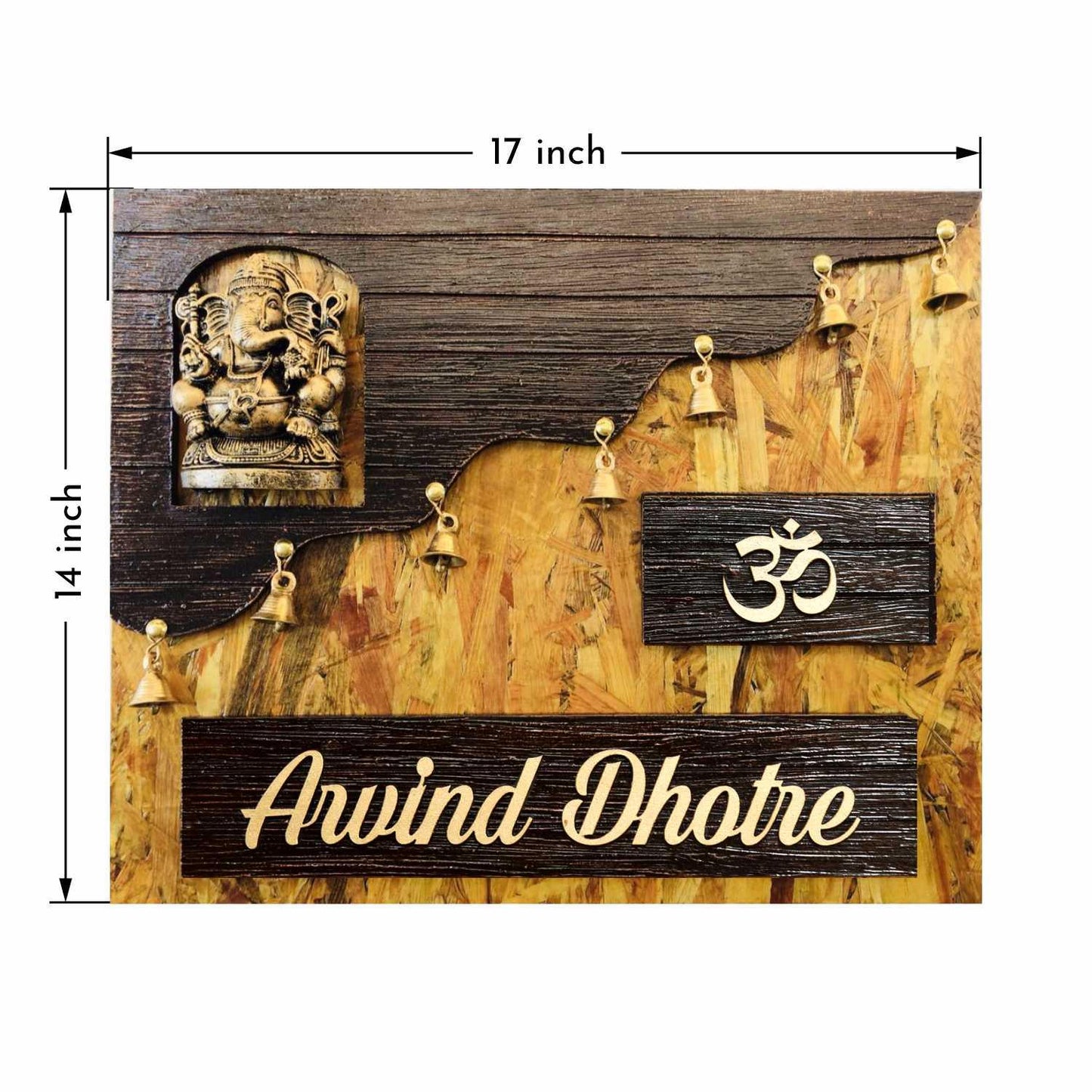 Mangal Murti - Decorative Wooden Name Plate - Housenama
