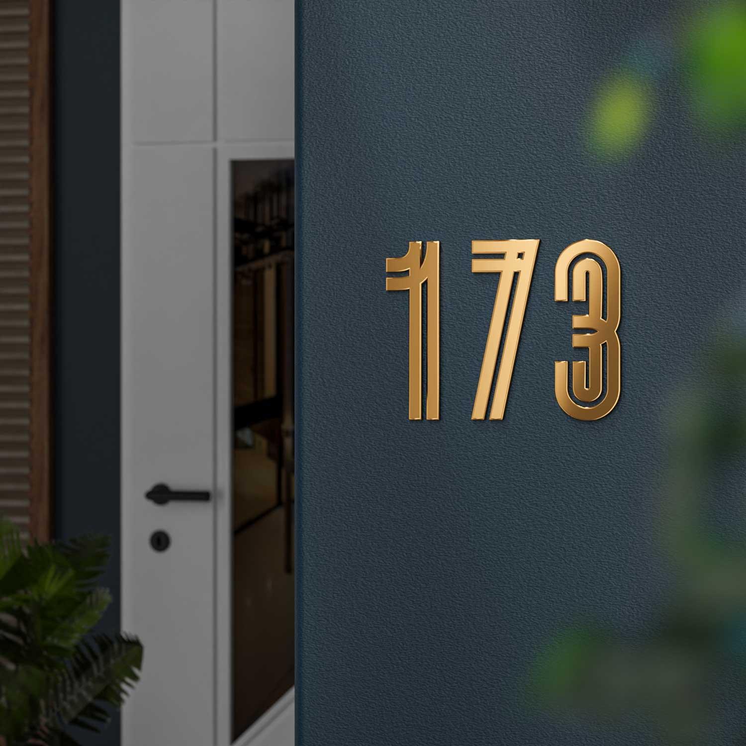 Metropolis - Art Deco Brass Door Numbers & Letters - Housenama
