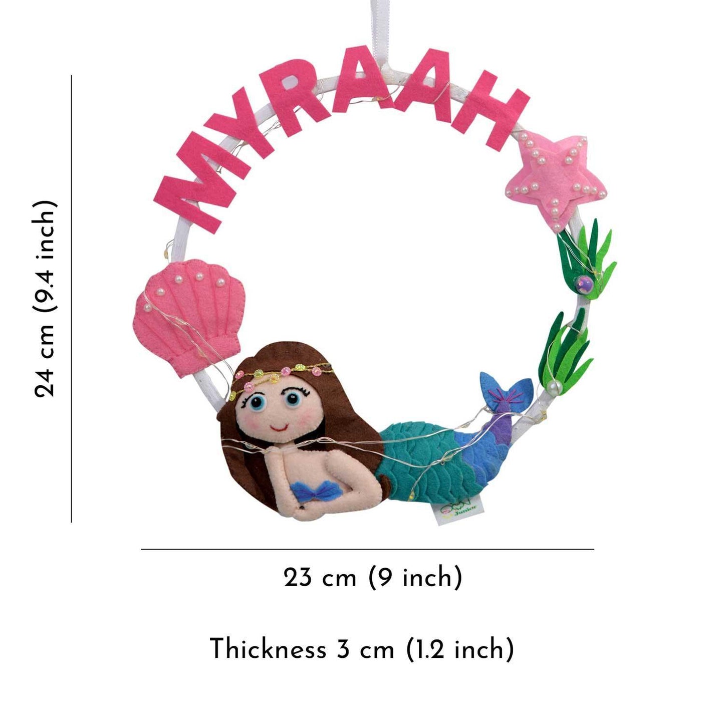 Mystical Mermaid Hoop Name Plate with Fairy Lights - Housenama