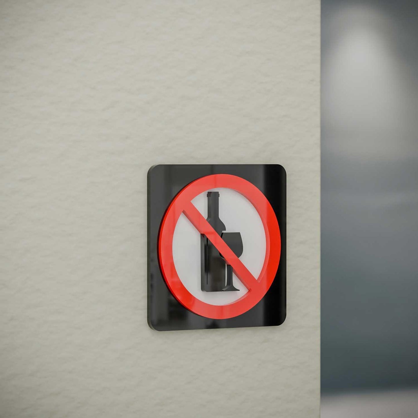 No Alcoholic Beverages - Layered 3D Prohibition Sign - Housenama