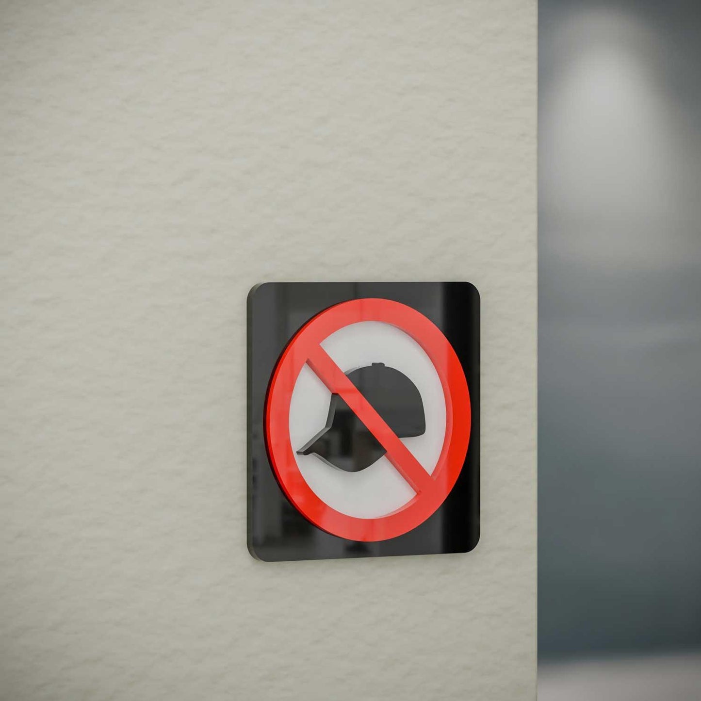 No Caps or Hats - Layered 3D Prohibition Sign - Housenama