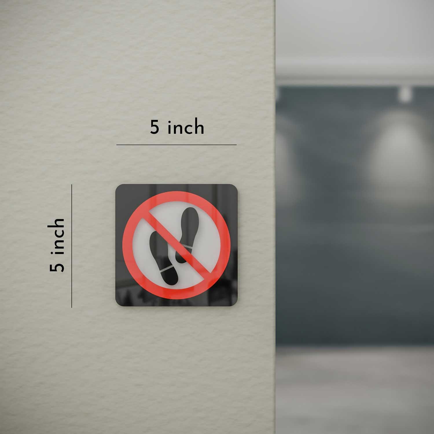 No Shoes Allowed - Layered 3D Prohibition Sign - Housenama