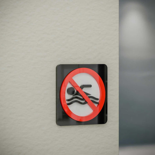 No Swimming Allowed - Layered 3D Prohibition Sign - Housenama