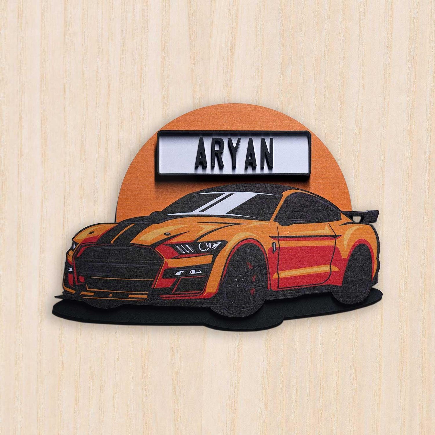 Orange Racer - Kids' Room Door Sign - Housenama