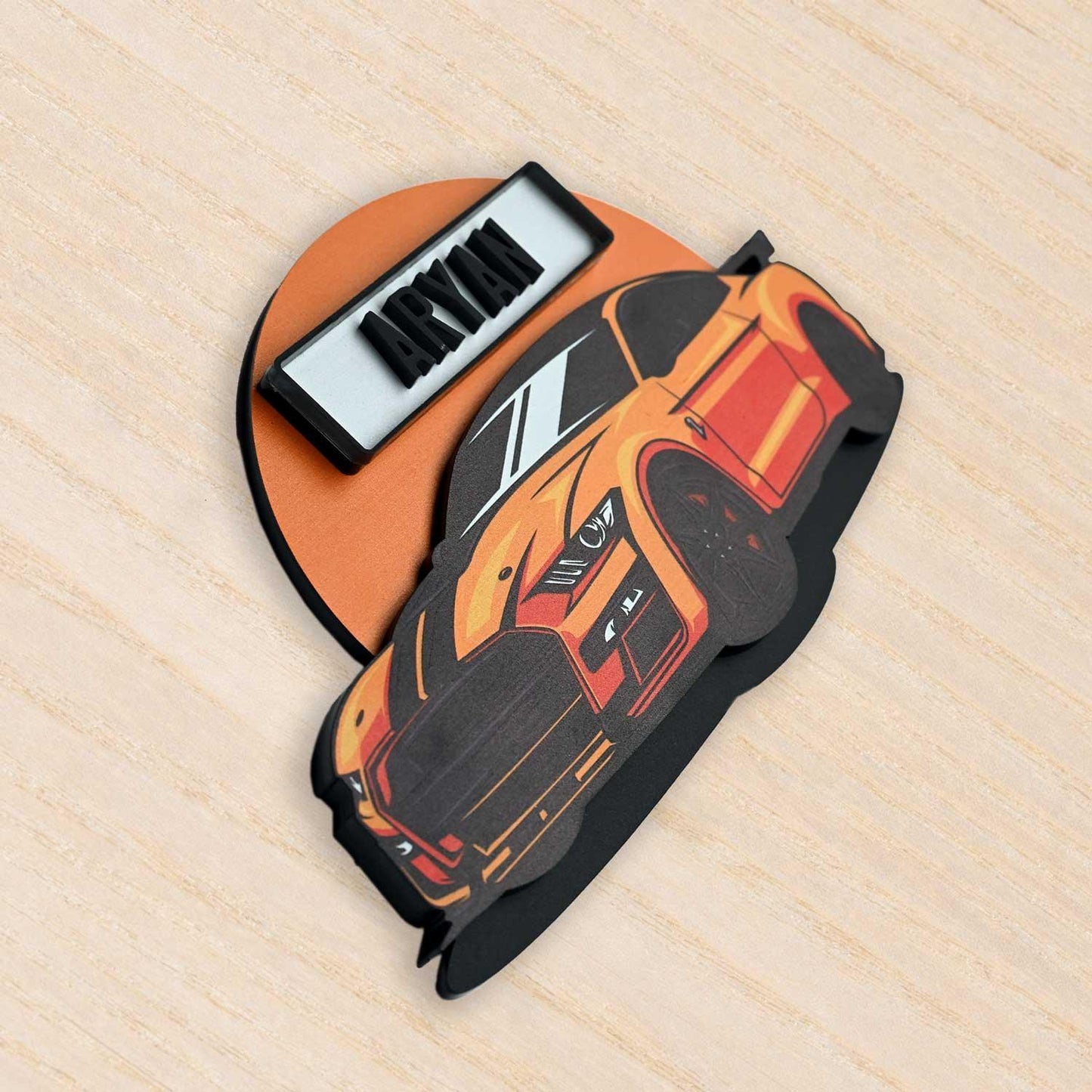 Orange Racer - Kids' Room Door Sign - Housenama