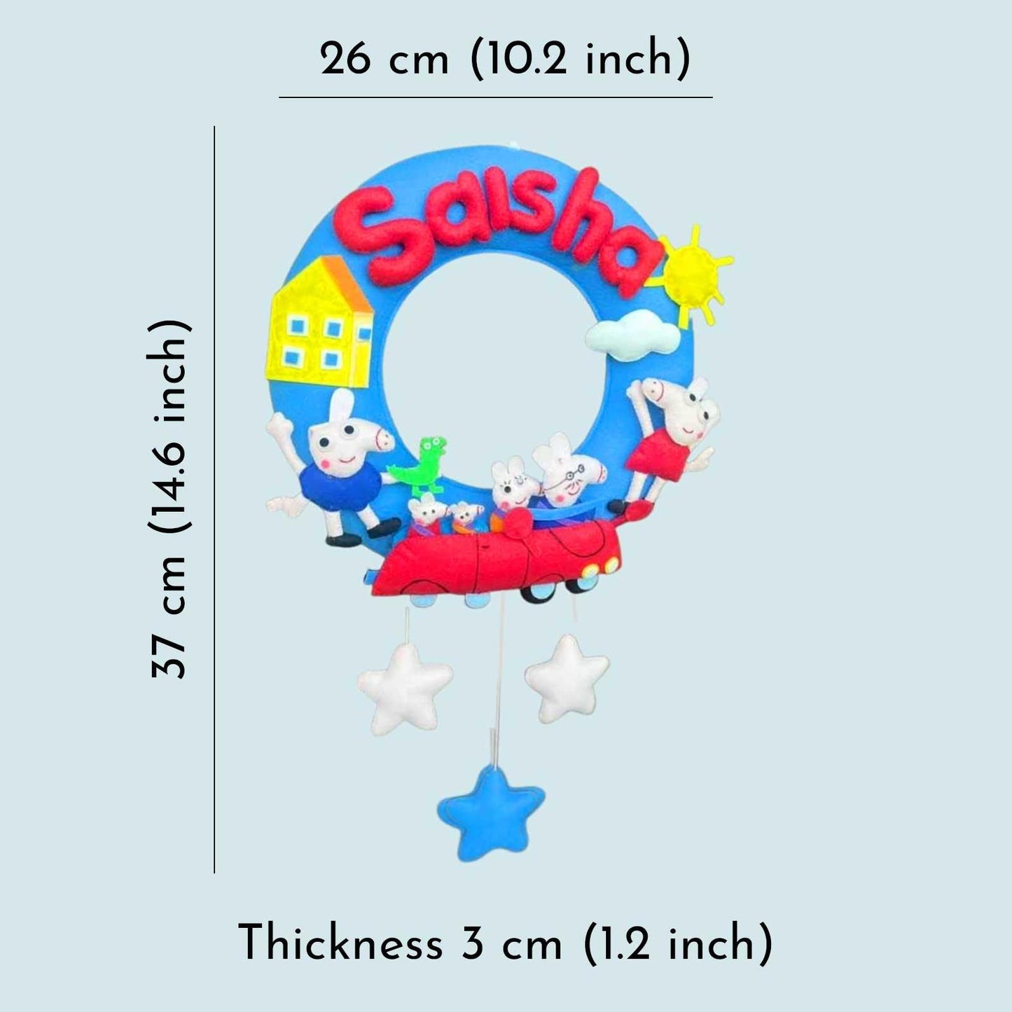 Peppa Paradise Felt Name Plate for Children - Housenama