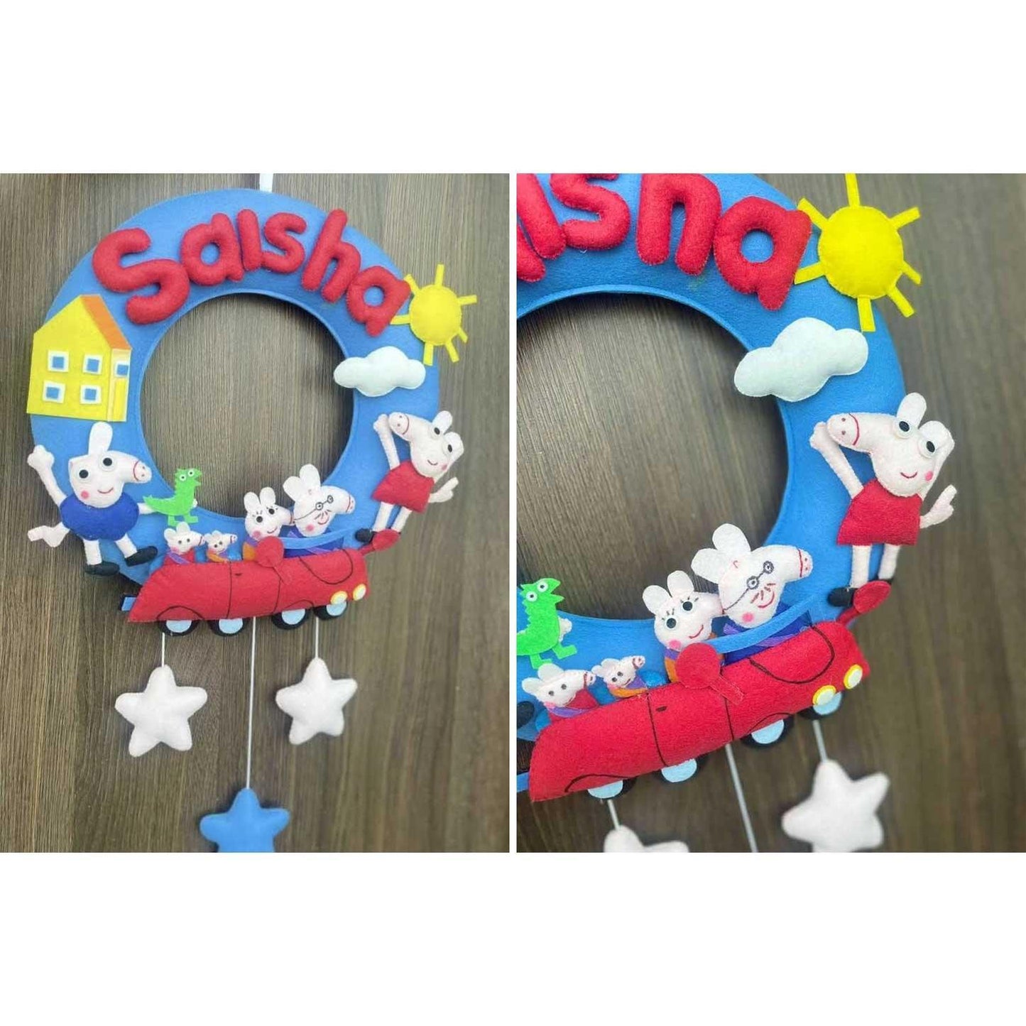 Peppa Paradise Felt Name Plate for Children - Housenama