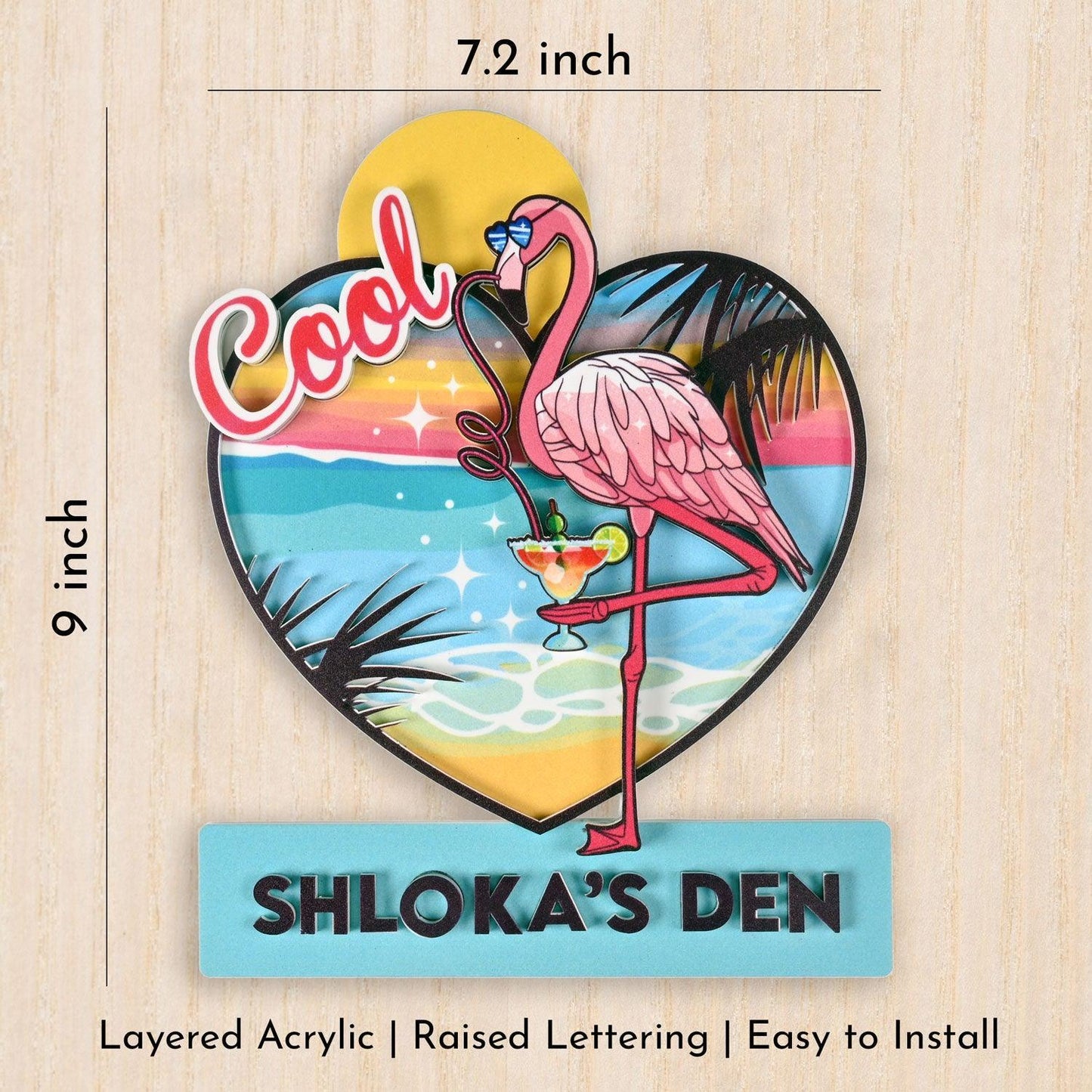 Pink Flamingo - Kids' Room Door Sign - Housenama