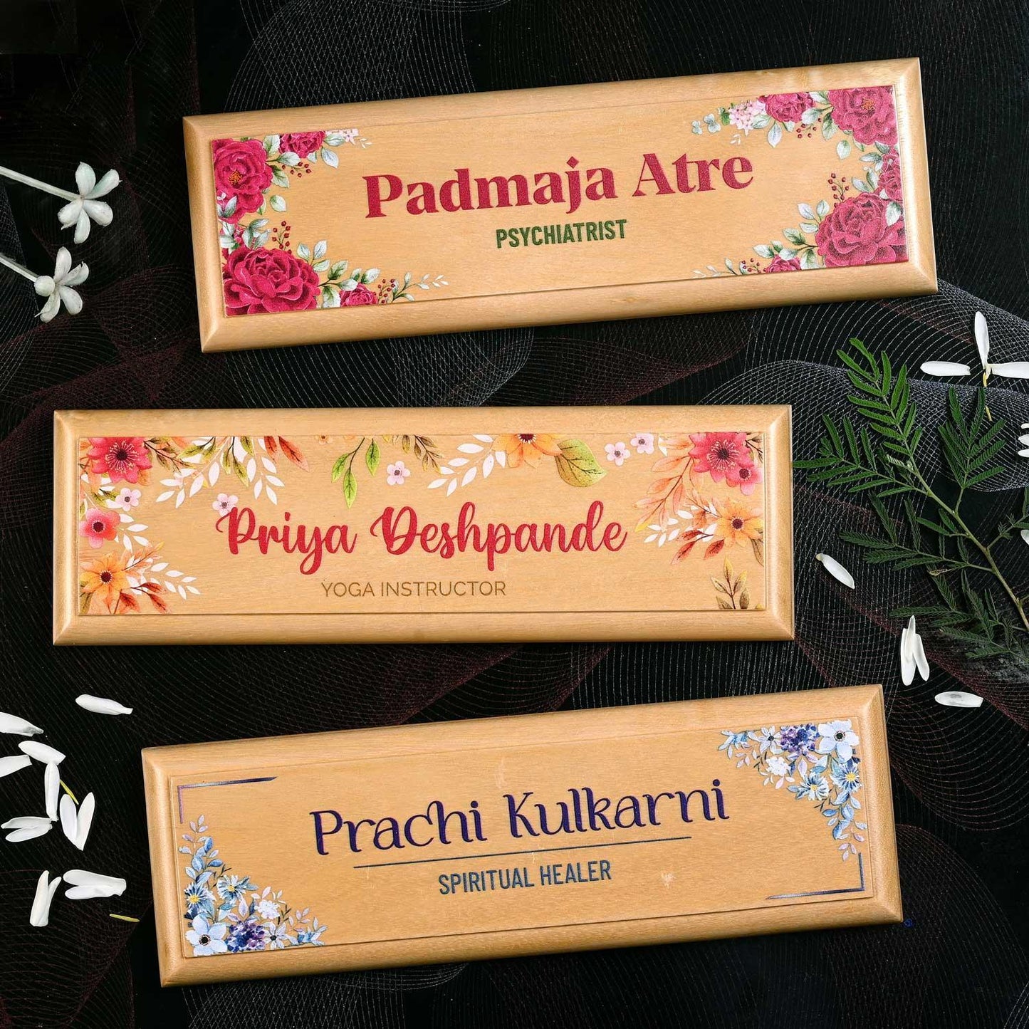Professional Desk Name Plate - Floral Patterns - Housenama