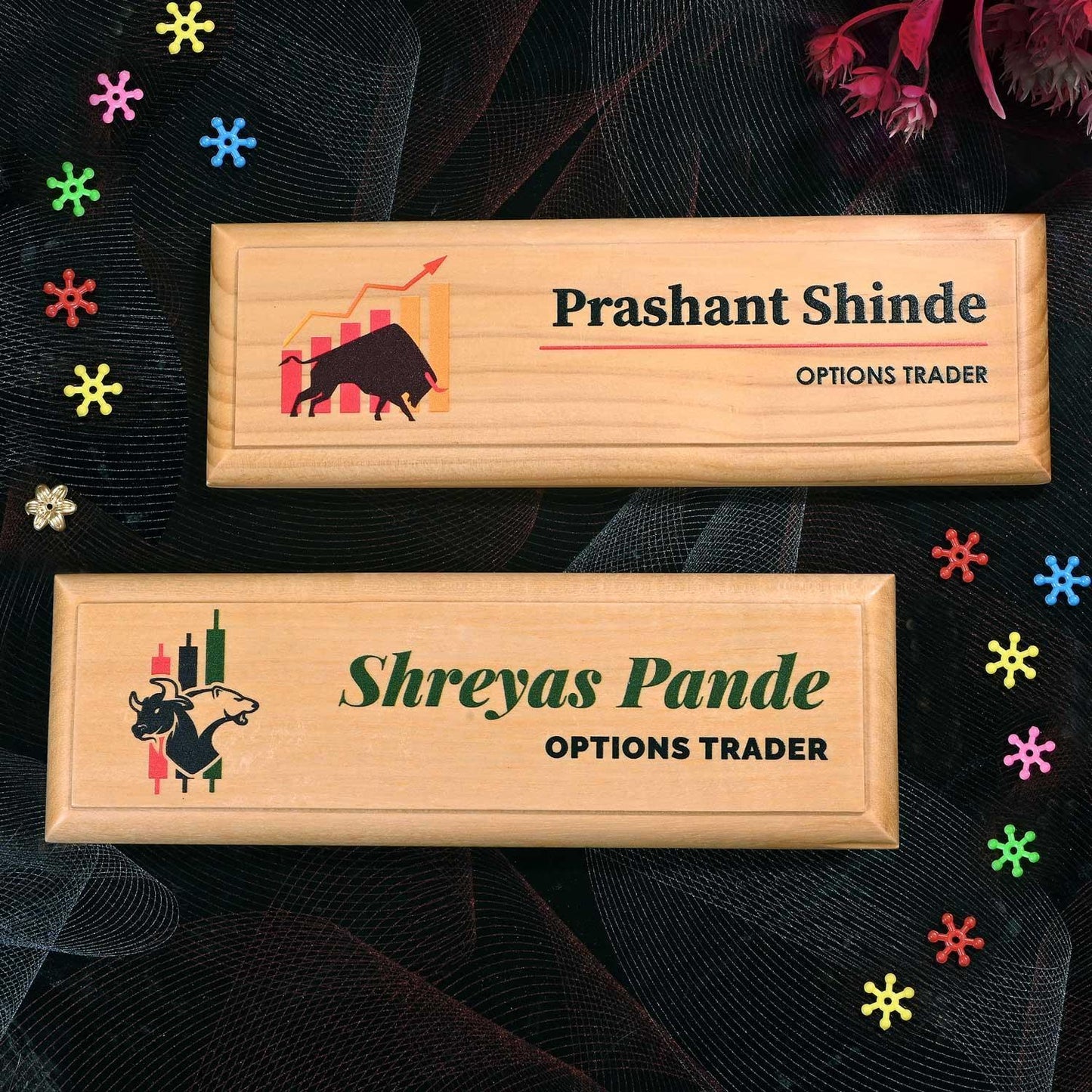 Professional Desk Name Plate for Stock Market Traders - Housenama