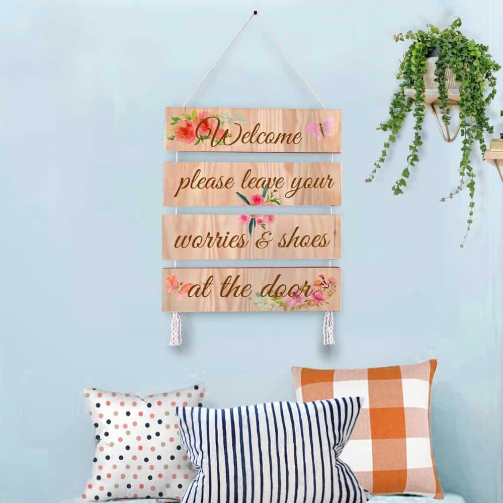 Welcome Sign - Leave Your Worries & Shoes