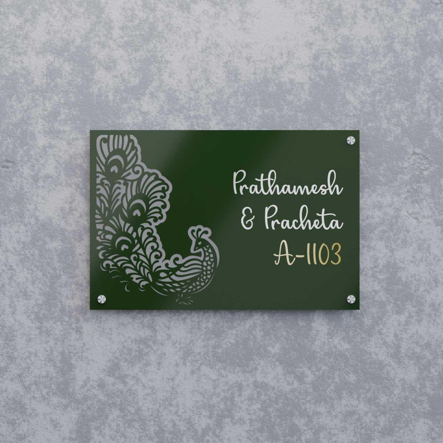 Raqs-E-Taus - Steel Name Plate - Housenama