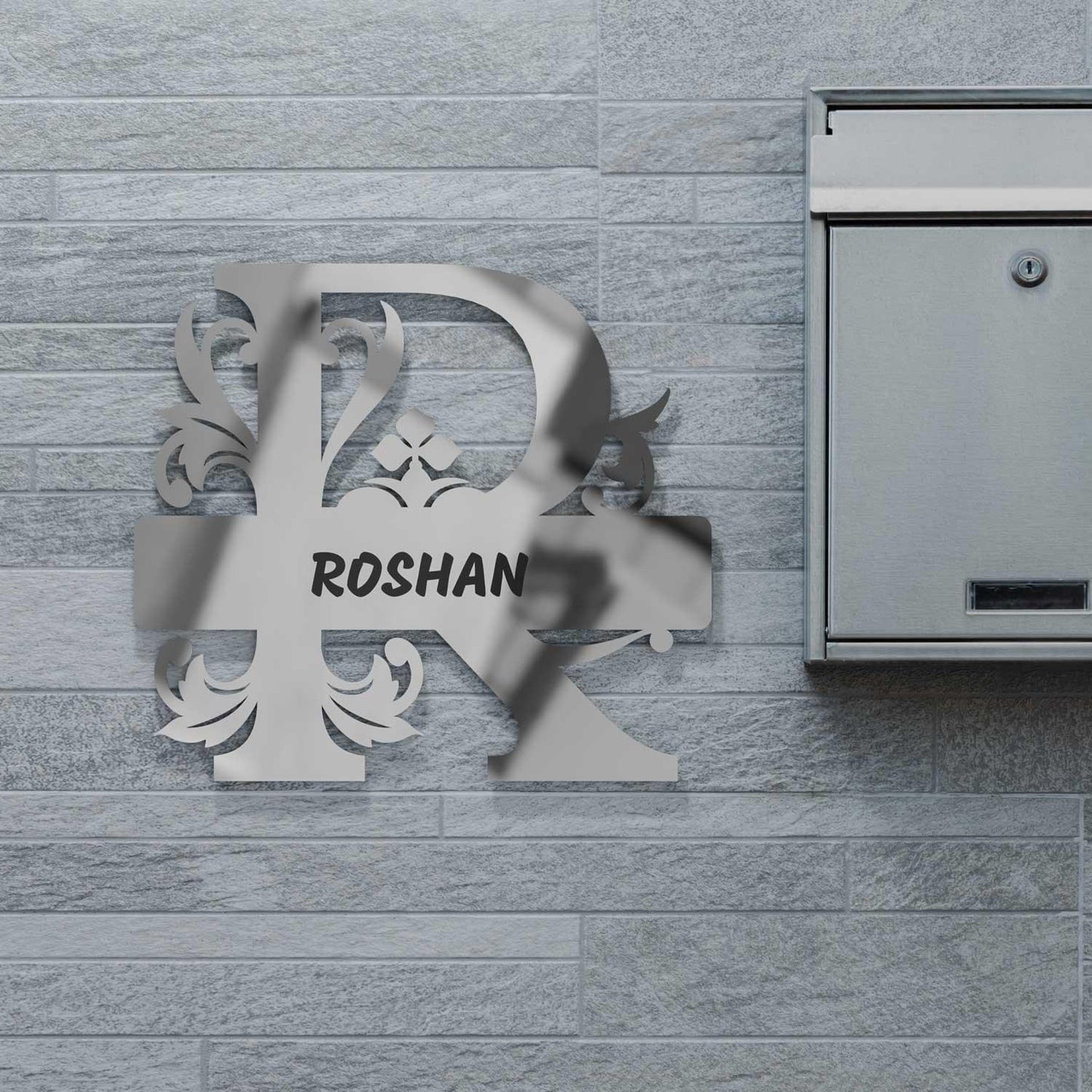 Regal Silver Monogram Nameplate - Housenama
