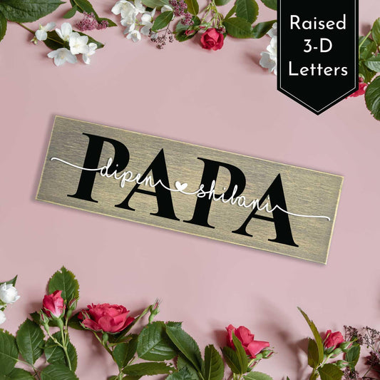 Rustic Wooden Nameplate for Dad - Housenama