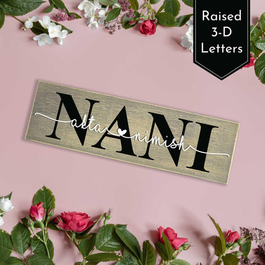 Rustic Wooden Nameplate for Grandma - Housenama