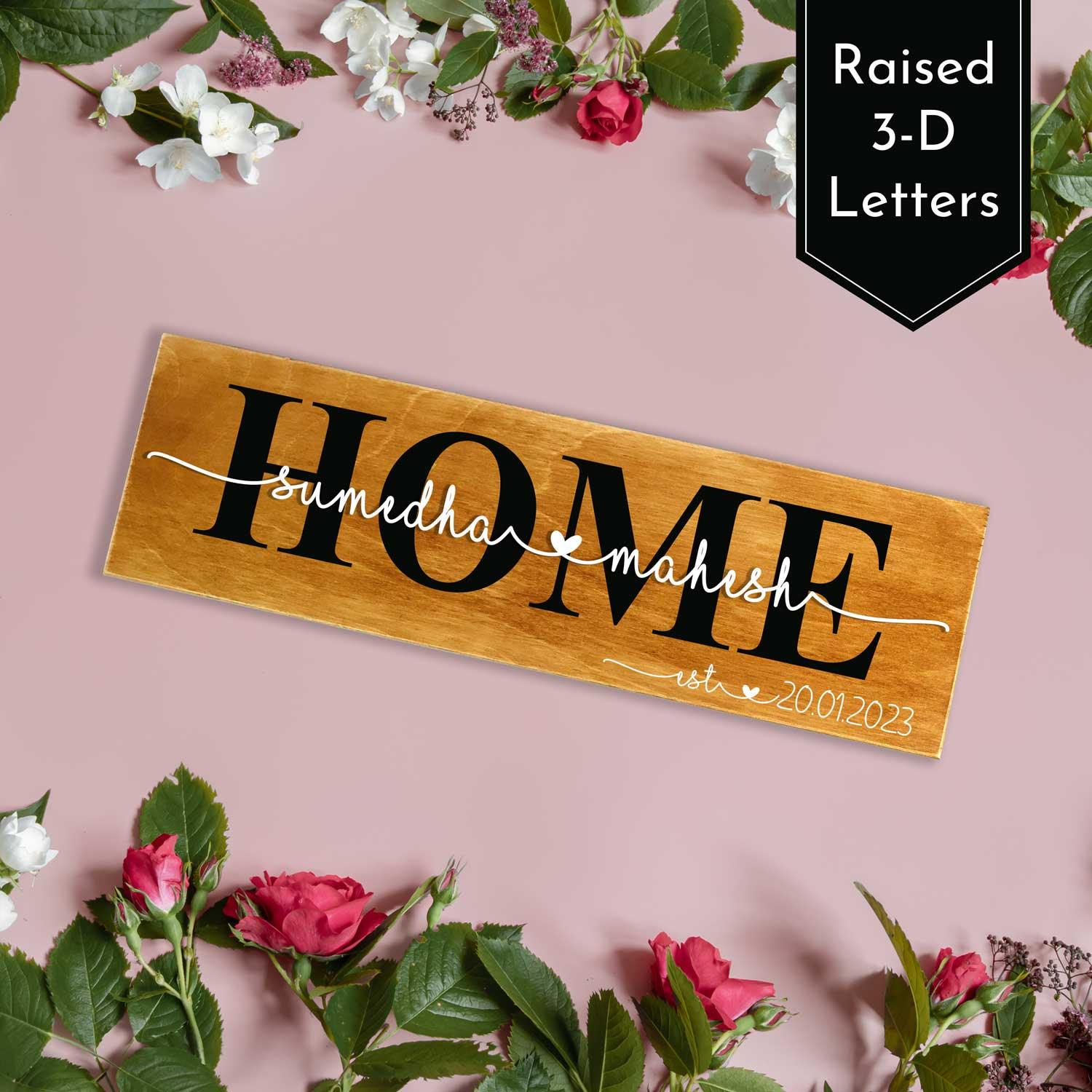 Rustic Wooden Nameplate for Home - Housenama