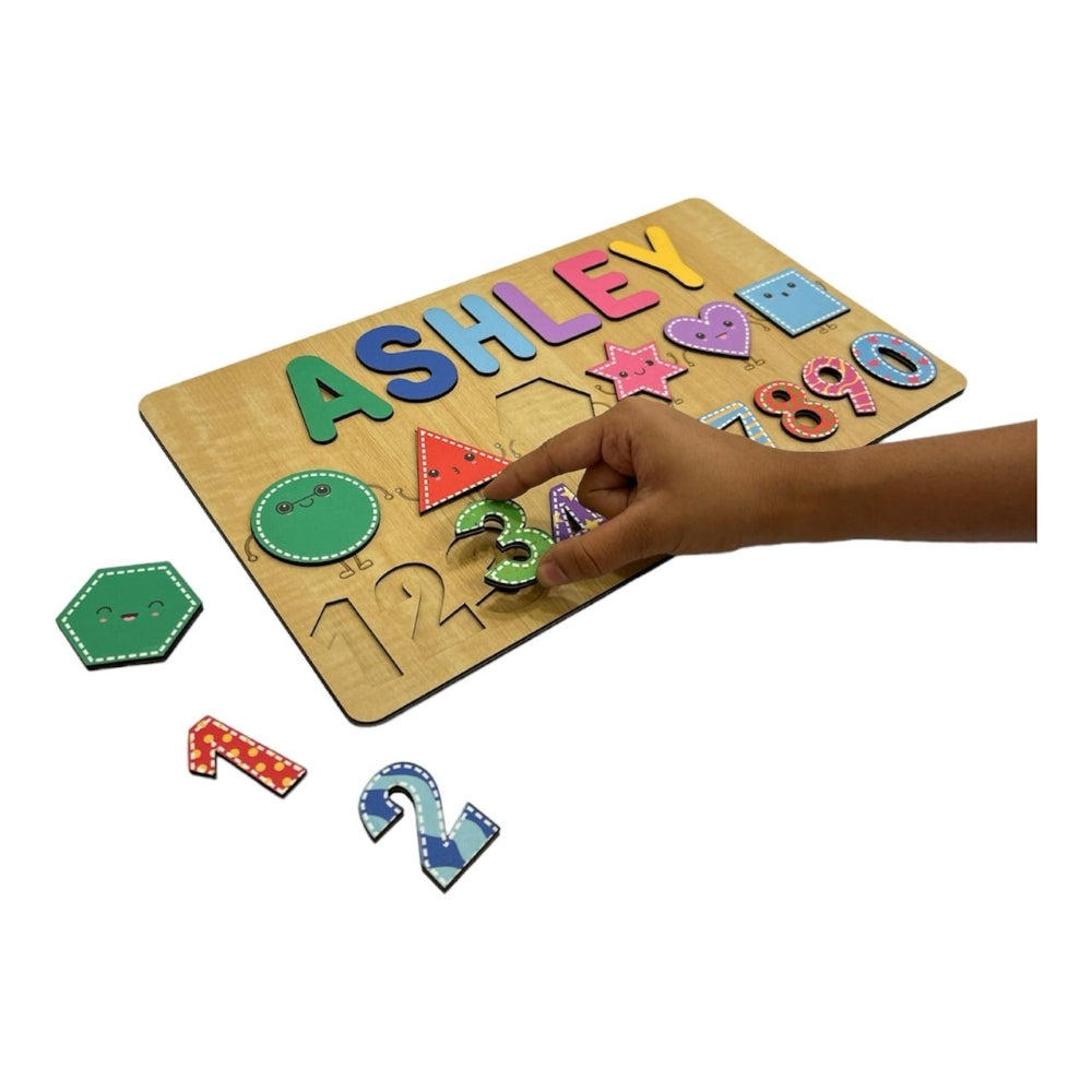 Personalised Wooden Name Puzzle - Shapes & Numbers