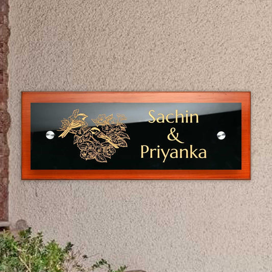 Teak Float Name Plate - Branch of Love - Housenama