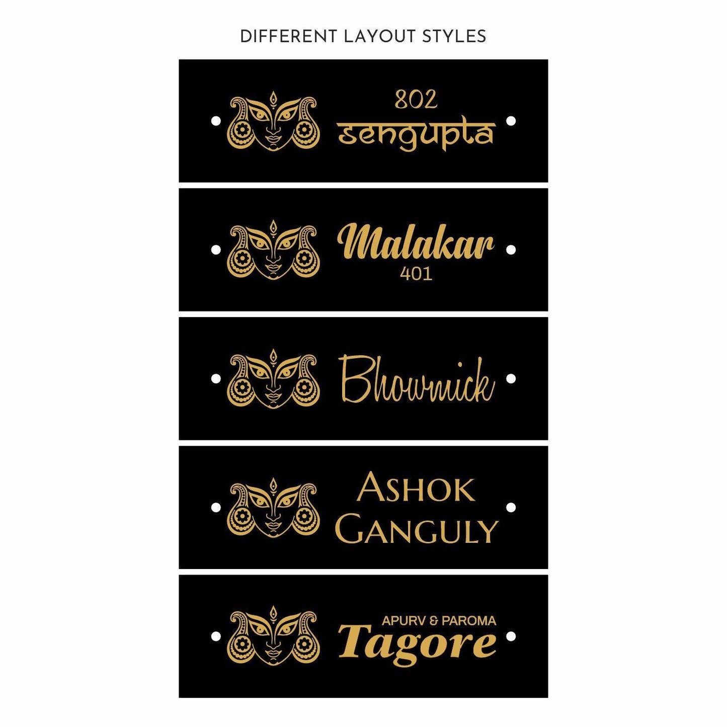 Teak Float Name Plate - Durga - Housenama
