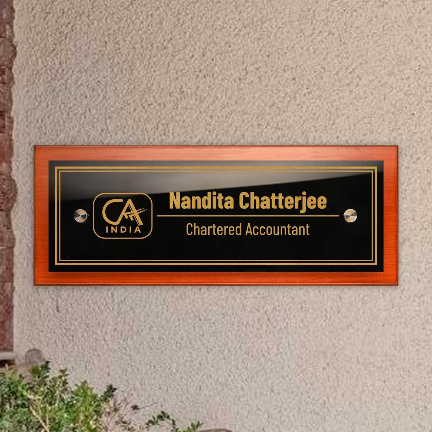Teak Float Name Plate for Chartered Accountants (CA) - Housenama