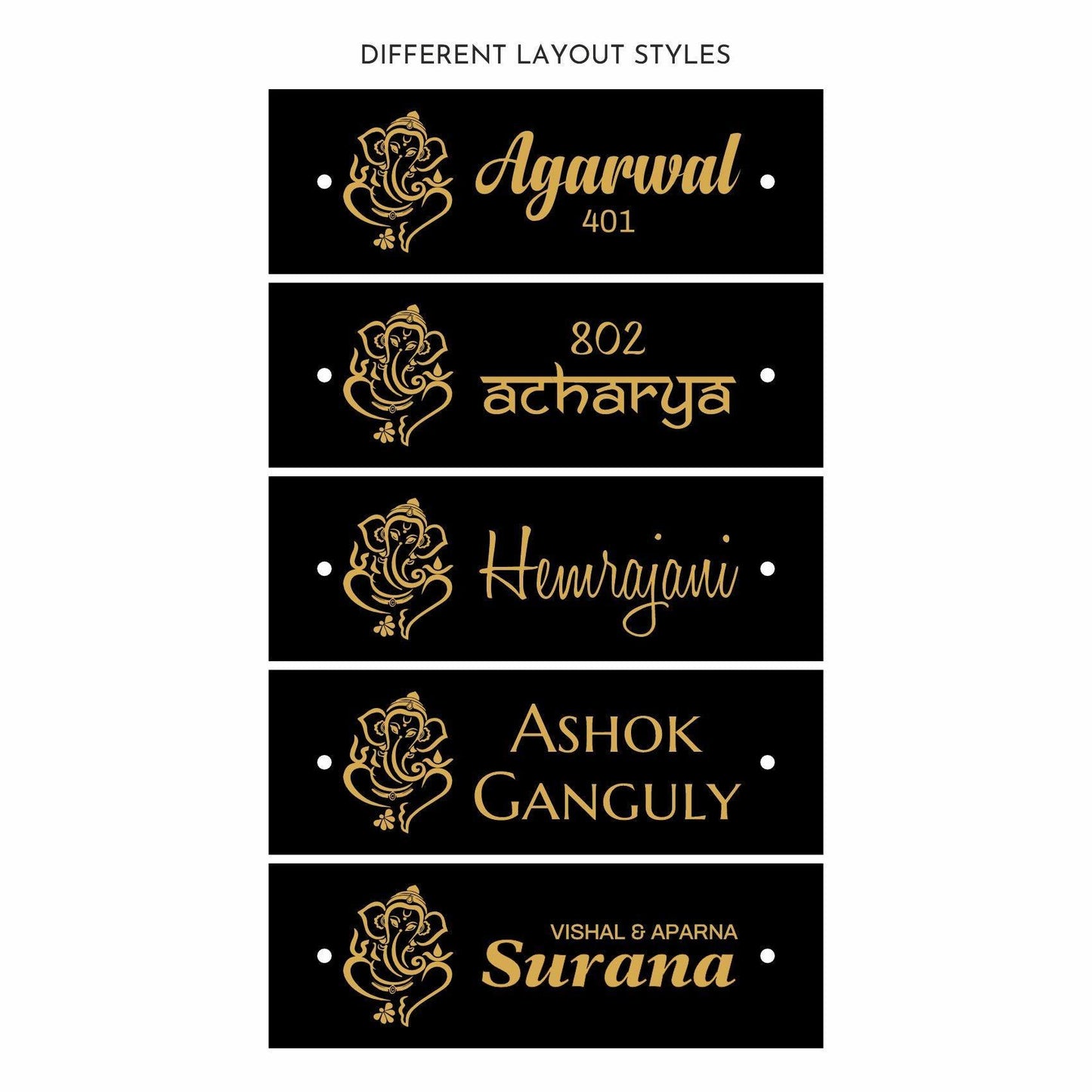Teak Float Name Plate - Ganesha - Housenama