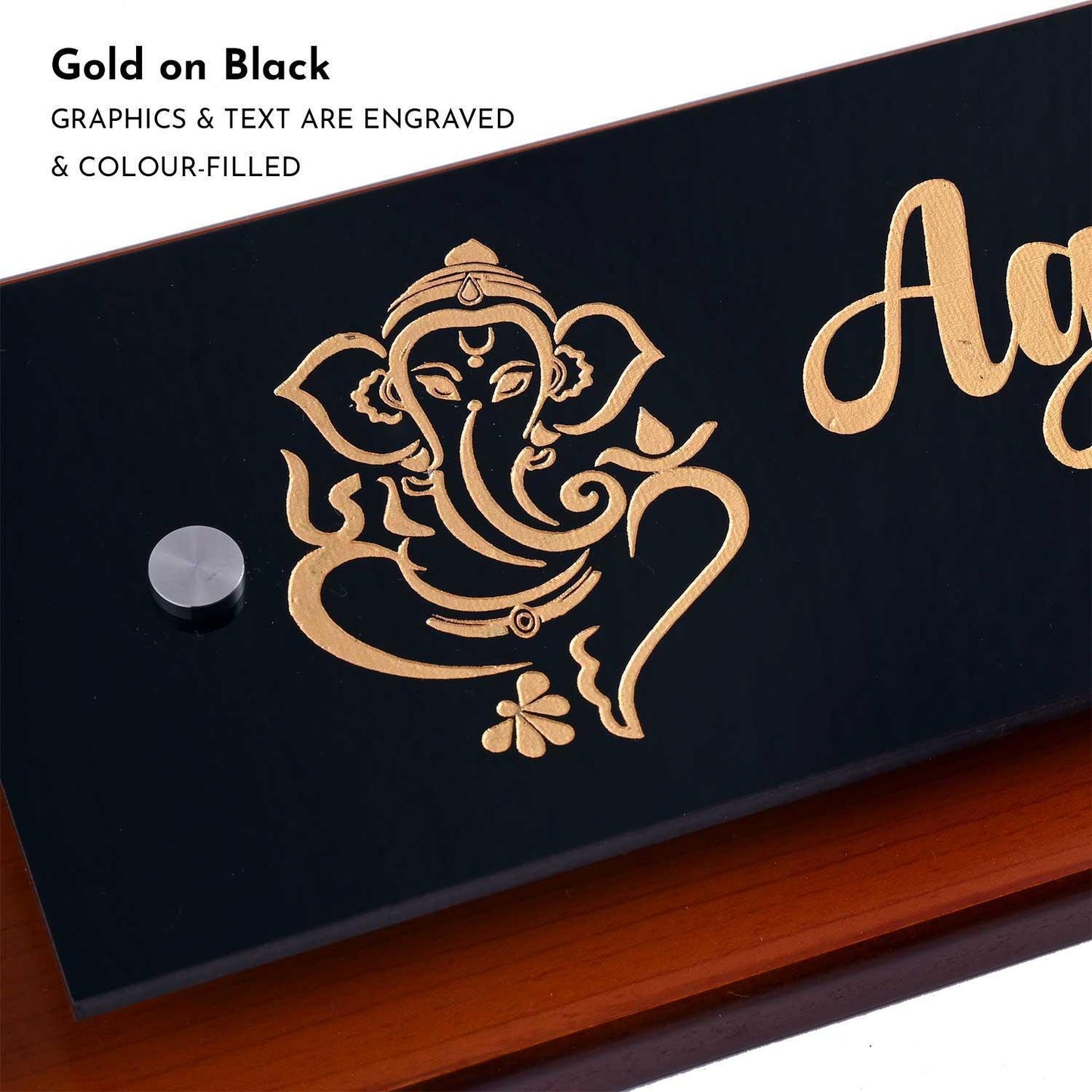 Teak Float Name Plate - Buddha - Housenama