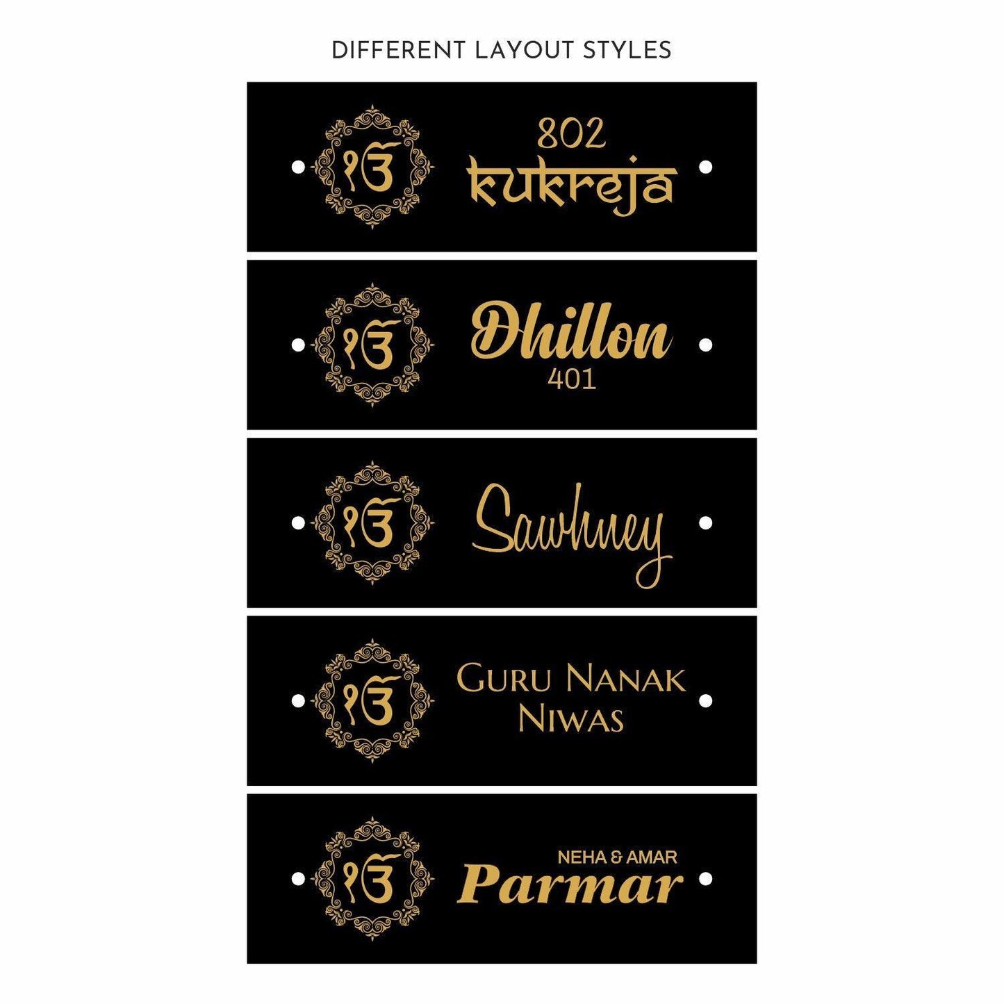Teak Float Name Plate - Ik Onkar - Housenama