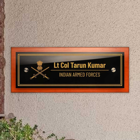 Teak Float Name Plate - Indian Army - Housenama