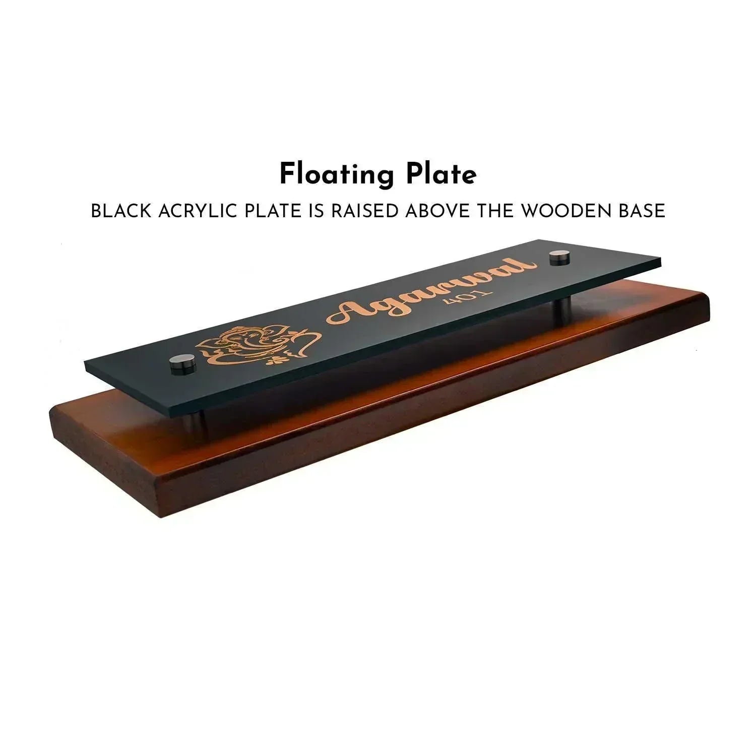 Teak Float Name Plate - Indian Army - Housenama