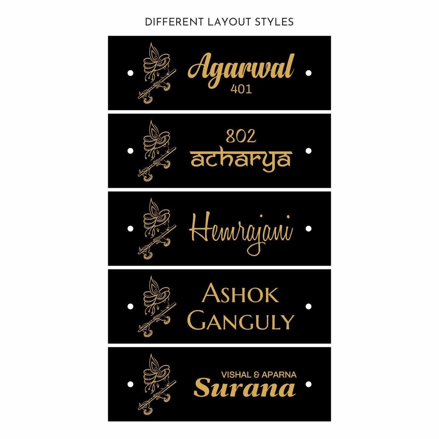Teak Float Name Plate - Krishna - Housenama