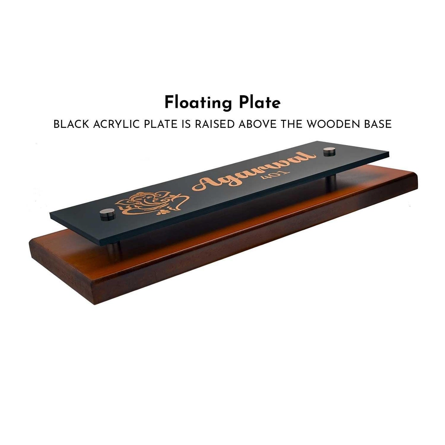 Teak Float Name Plate - Shubh Laabh - Housenama