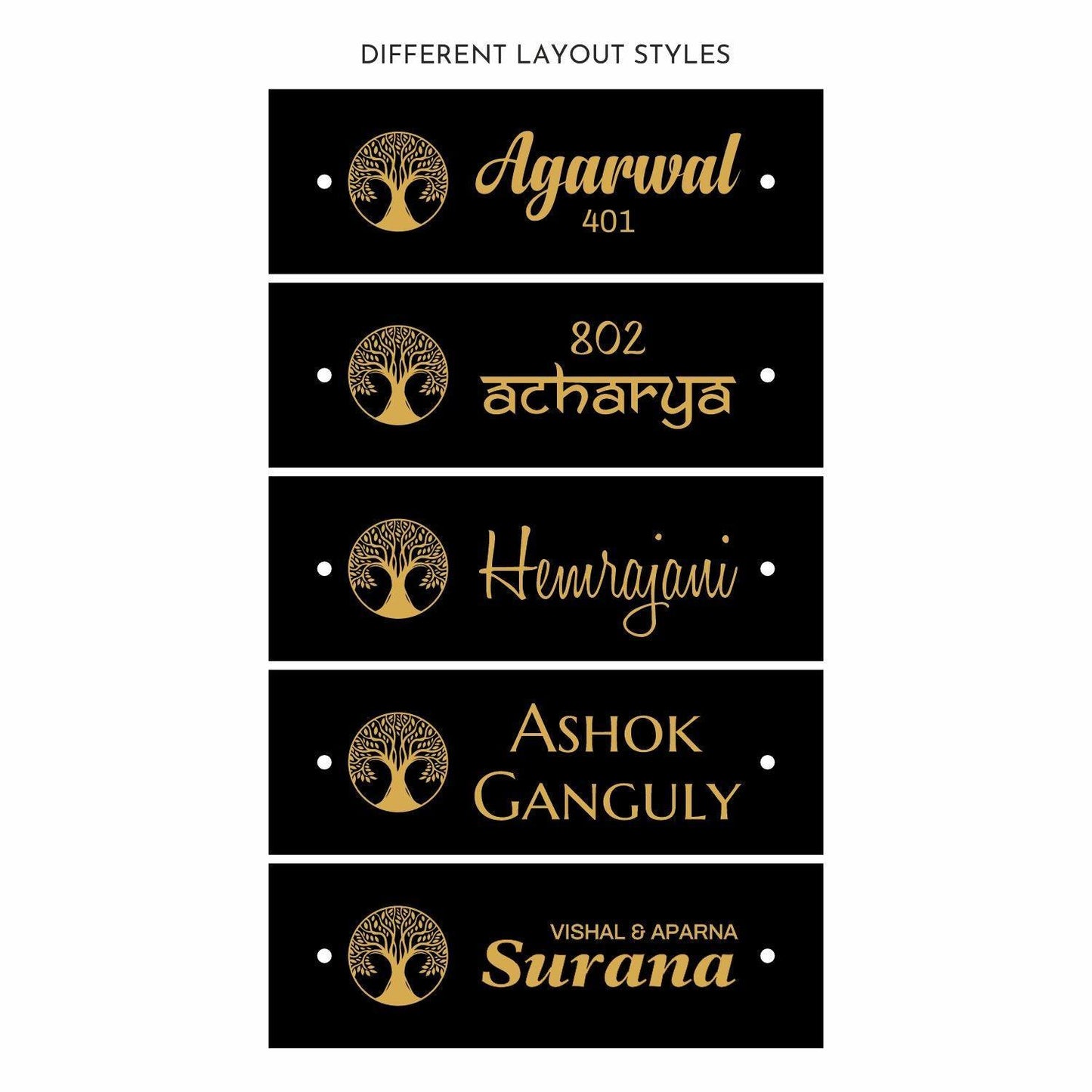 Teak Float Name Plate - Tree of Life - Housenama