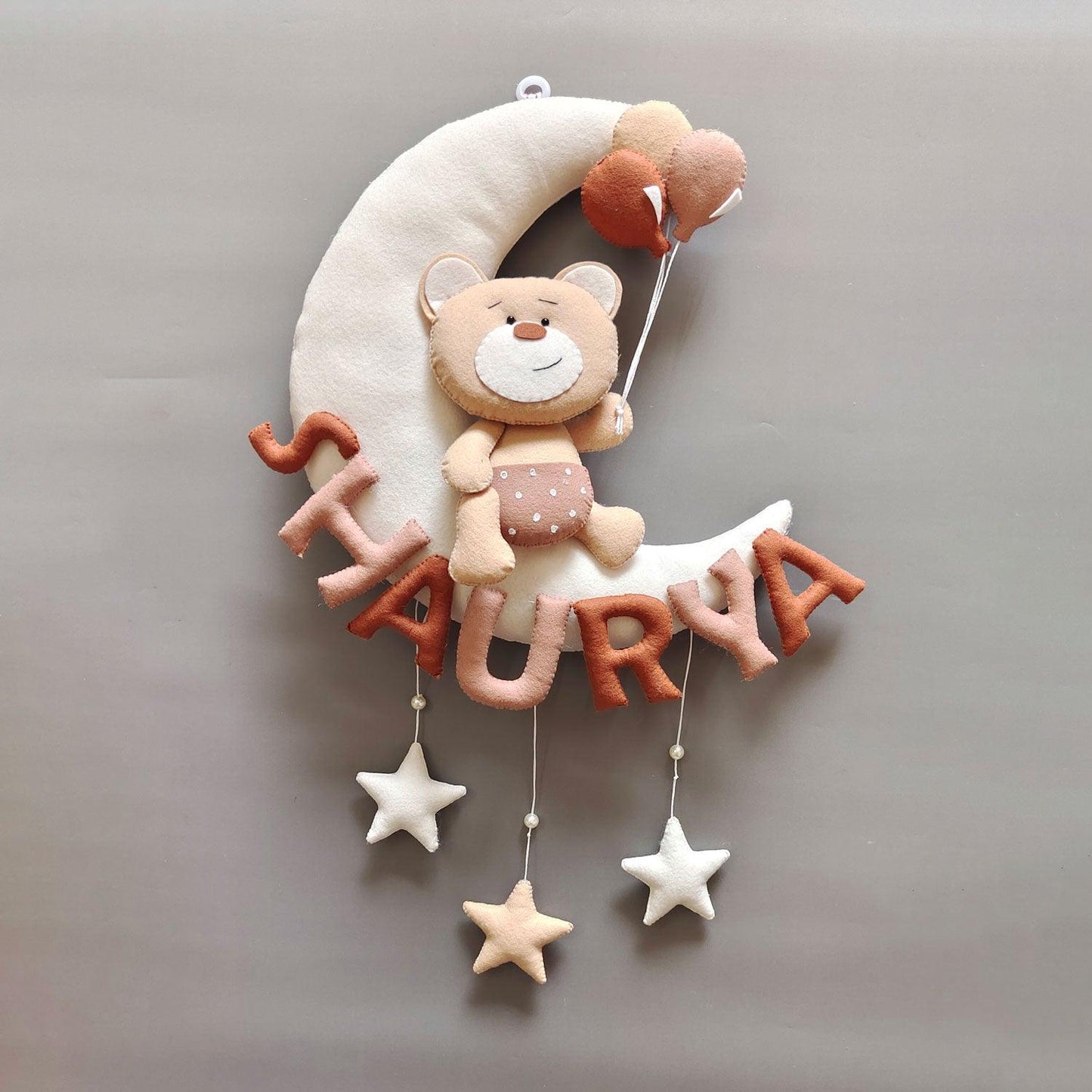 Teddy on the Moon - Felt Name Plate