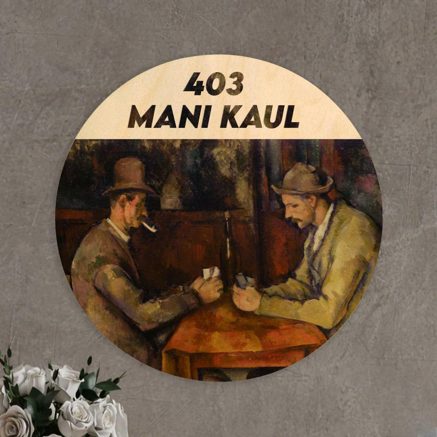 The Card Players - Wooden Name Plate - Housenama