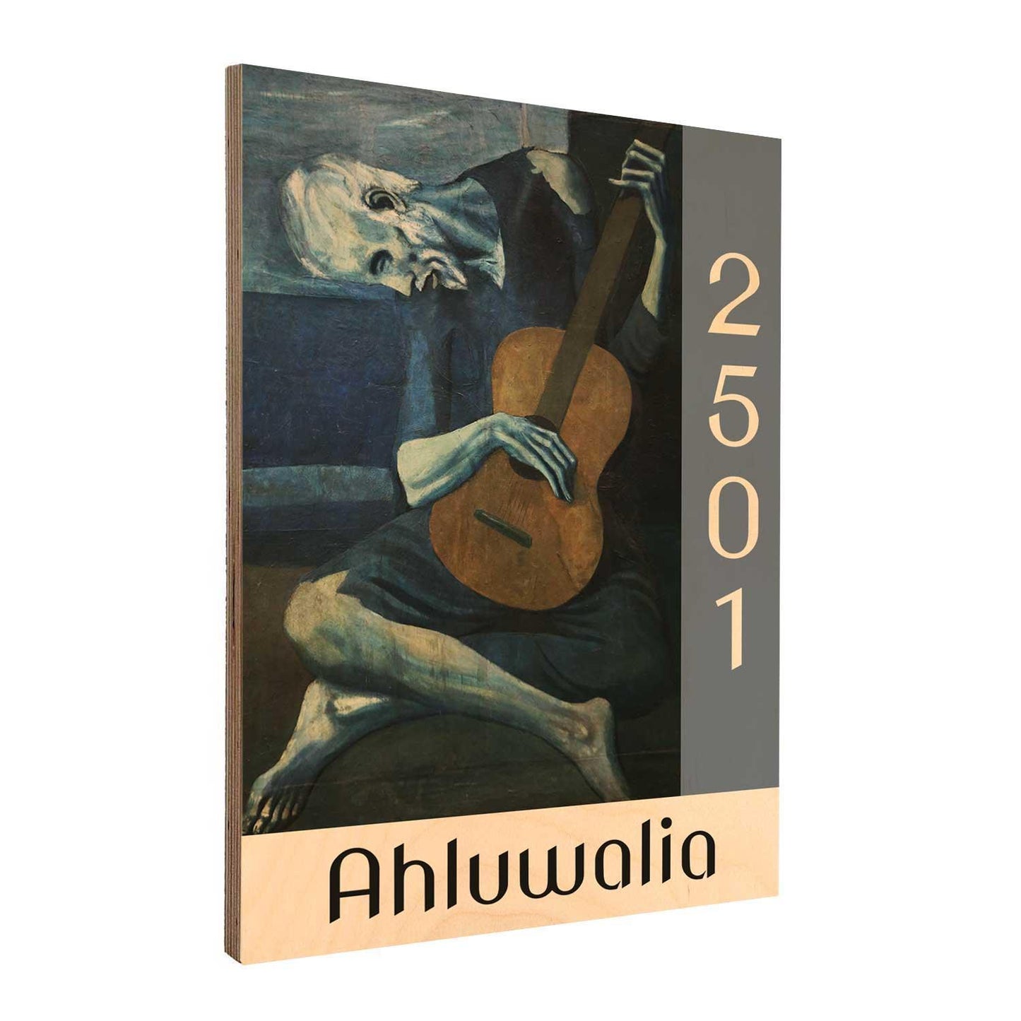 The Old Guitarist - Wooden Name Plate - Housenama