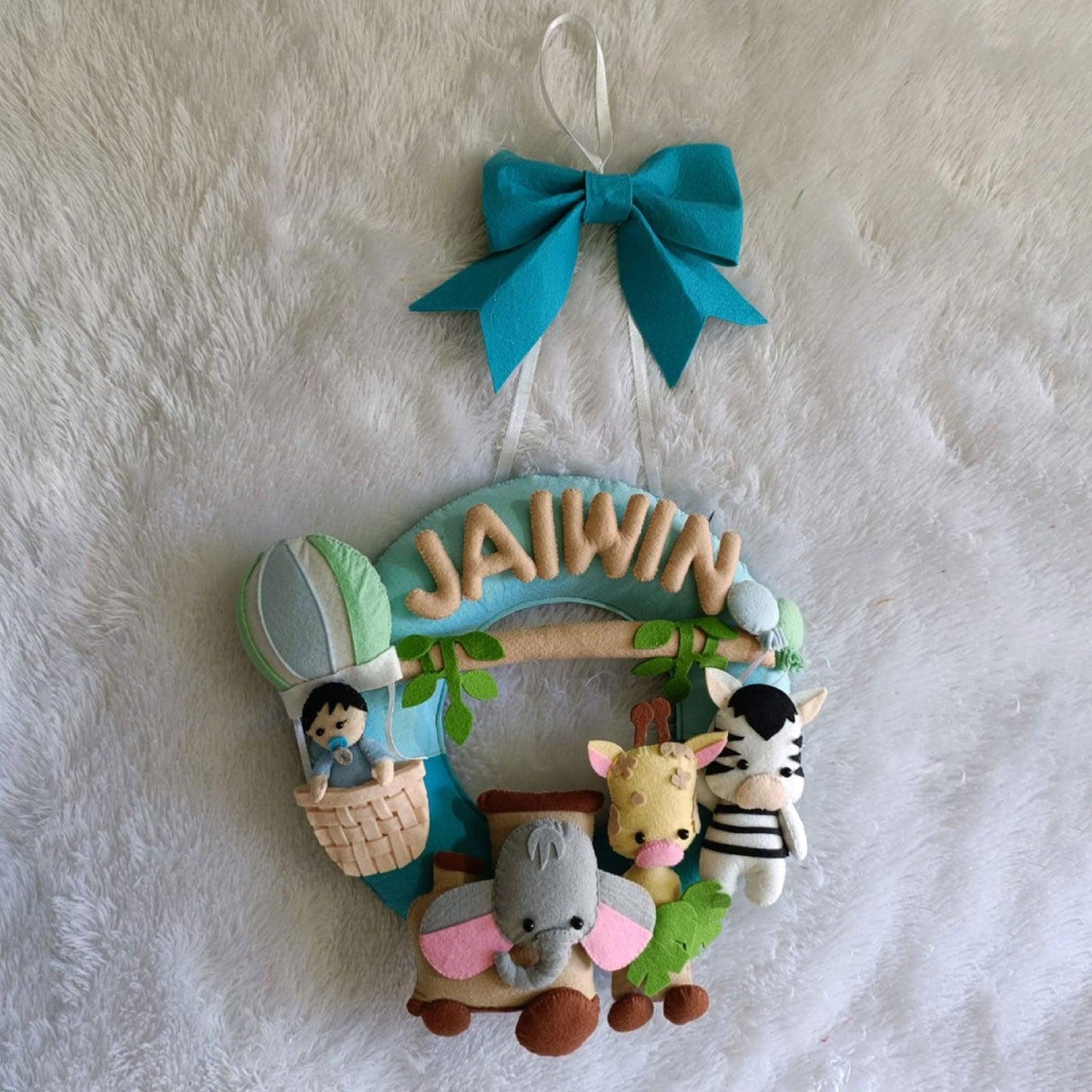 Toy Train Safari Felt Name Plate for Children - Housenama