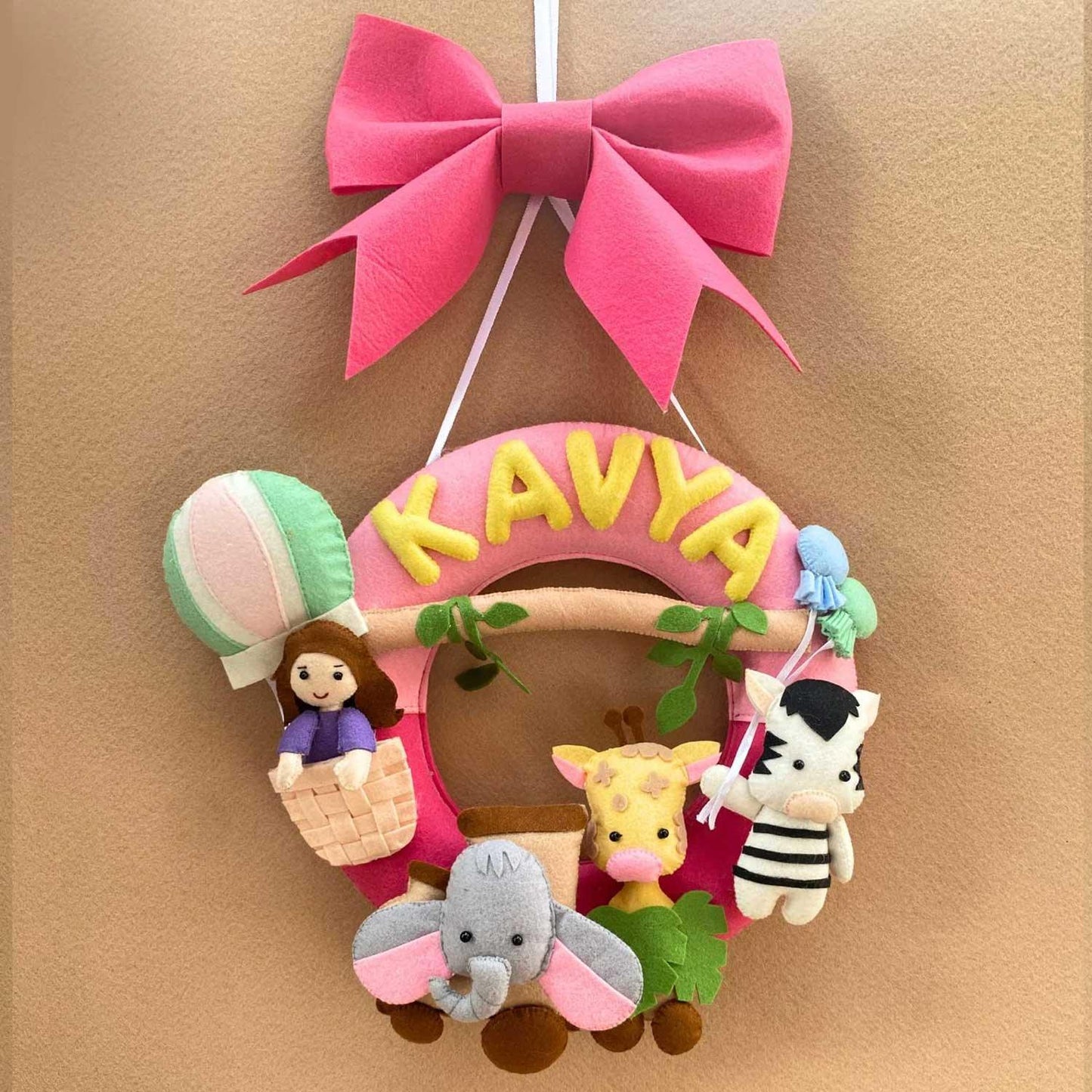Toy Train Safari Felt Name Plate for Children - Housenama