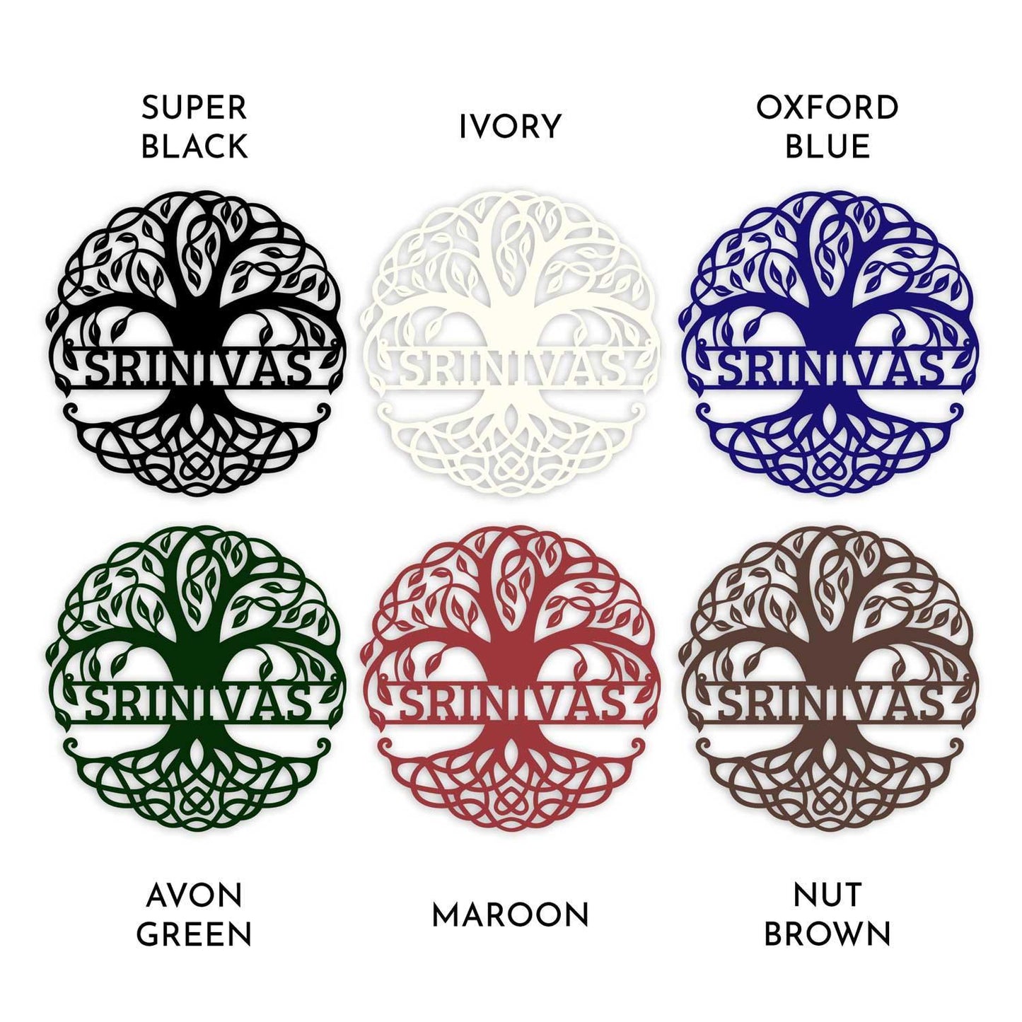 Tree of Life - Personalized Metal Name Plate for Home - Housenama