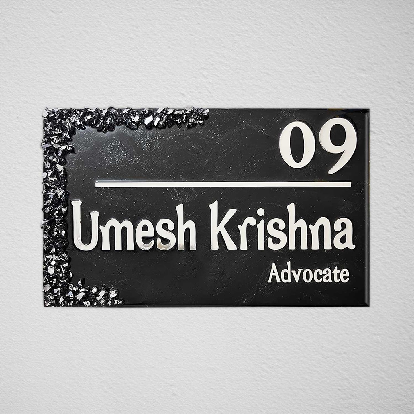 Umesh Krishna - Black Resin Nameplate - Housenama