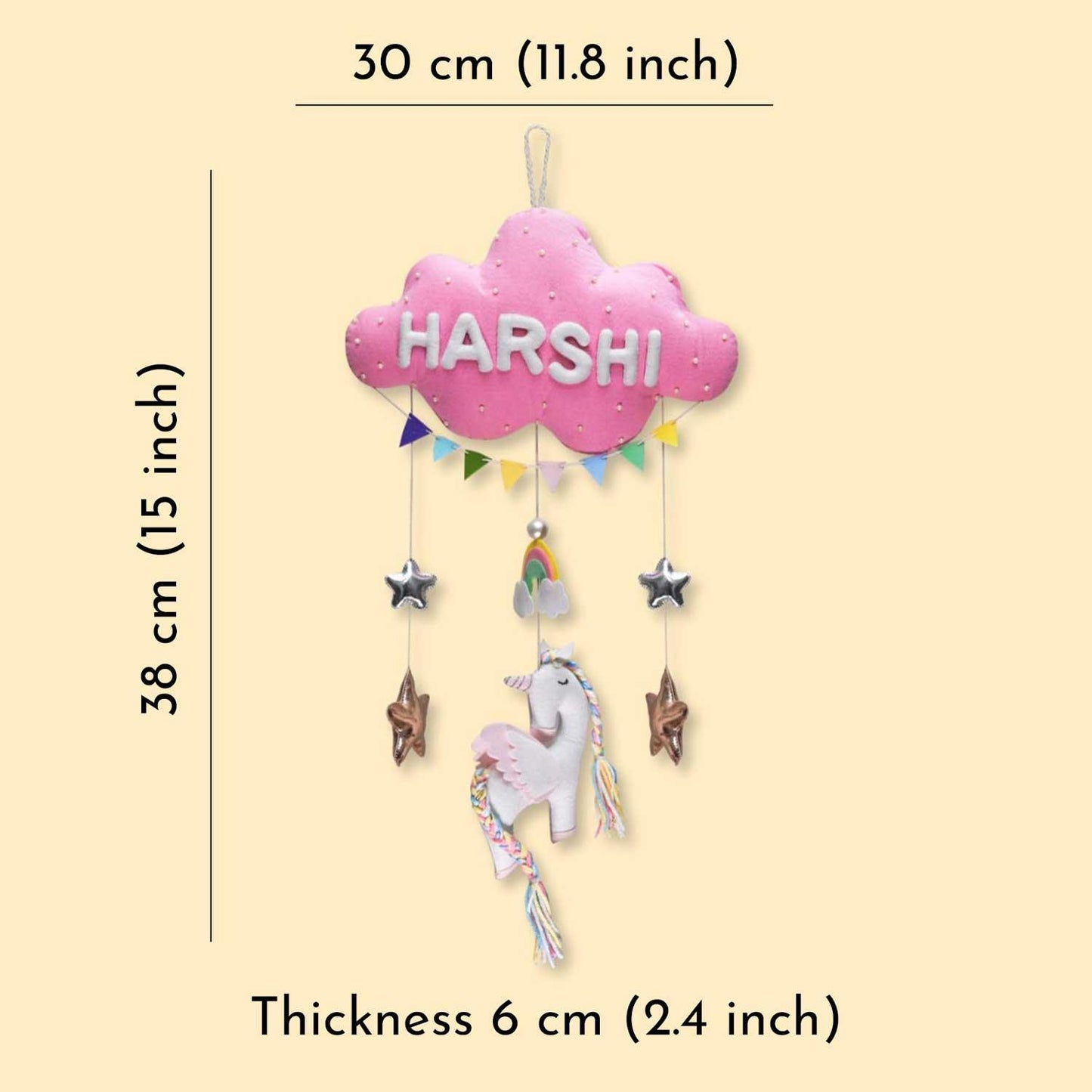 Unicorn Dreams Cloud-themed Name Plate for Children - Housenama