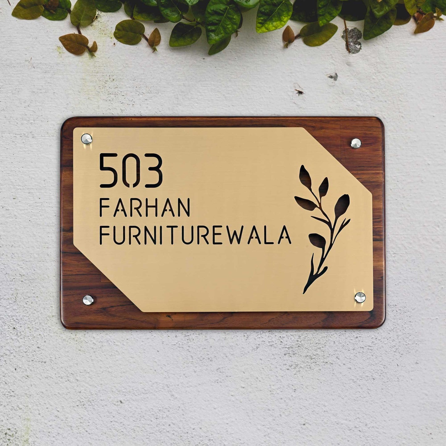 Verdant Accent - Brass & Teak Residence Sign