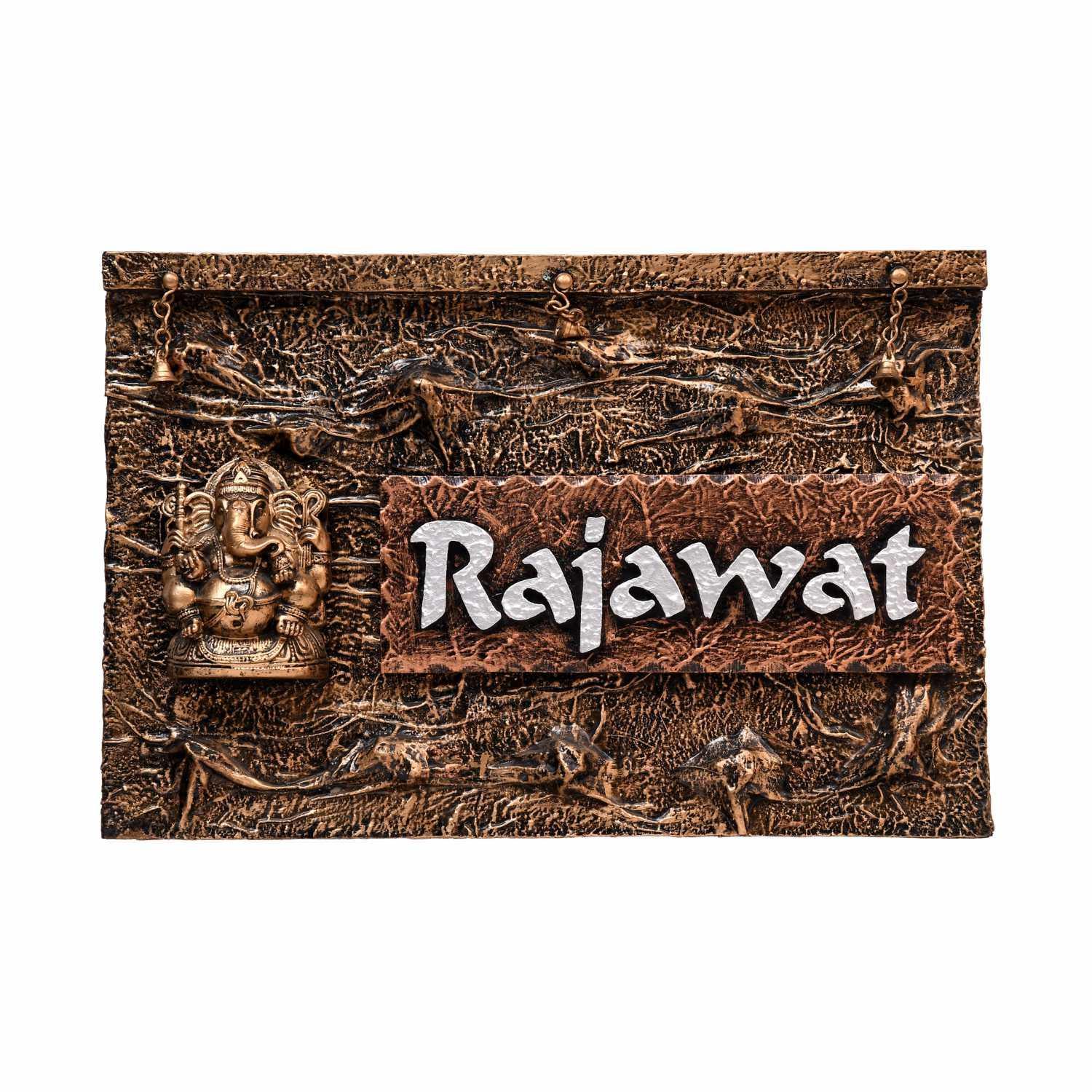 Vighnaharta - Decorative Wooden Name Plate - Housenama