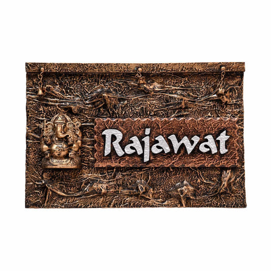 Vighnaharta - Decorative Wooden Name Plate - Housenama