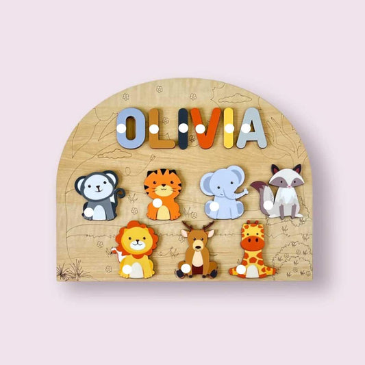 Personalised Wooden Name Puzzle - Wild Animals