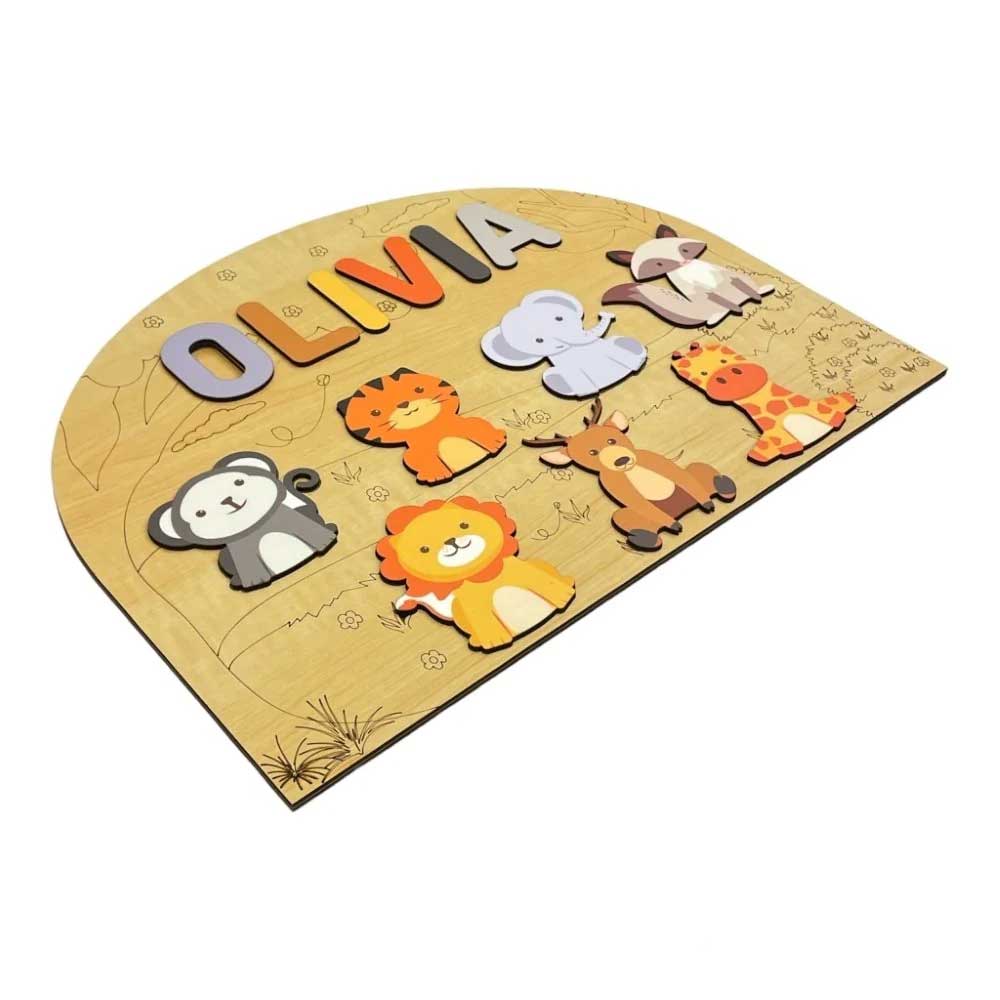 Personalised Wooden Name Puzzle - Wild Animals