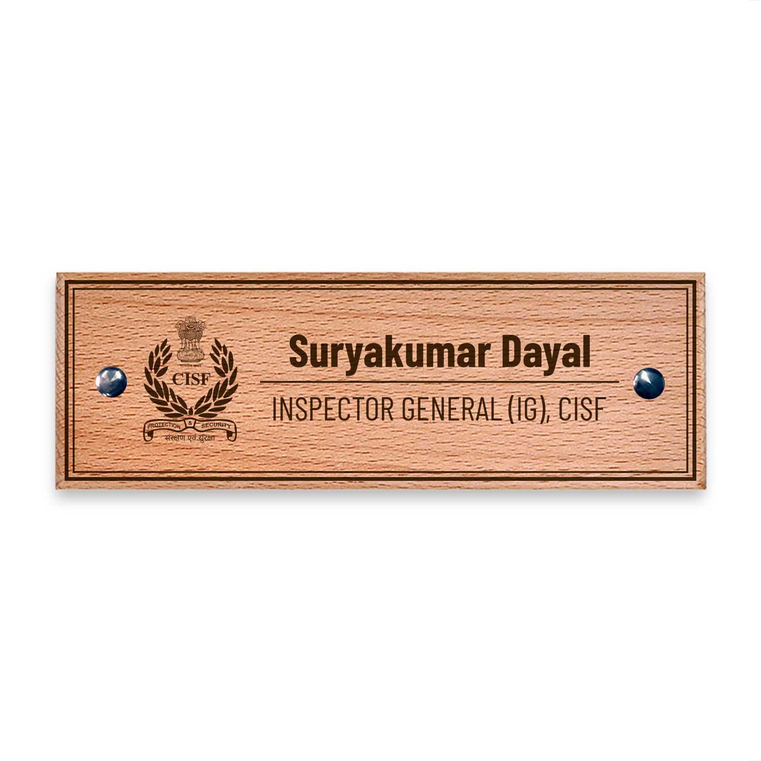 Wooden Name Plate - Central Industrial Security Force (CISF) - Housenama